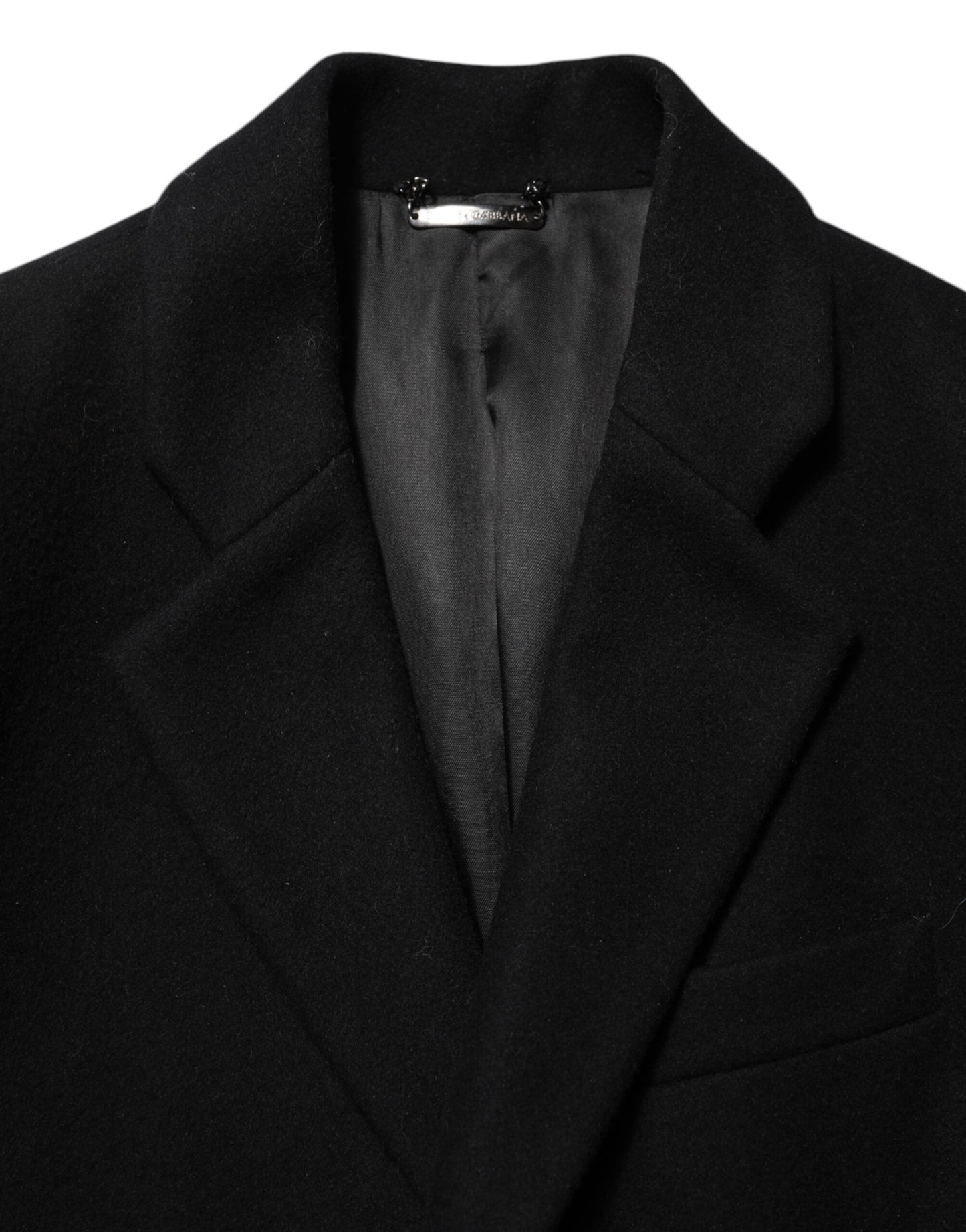 Black Wool Buttoned Men Trench Coat Jacket