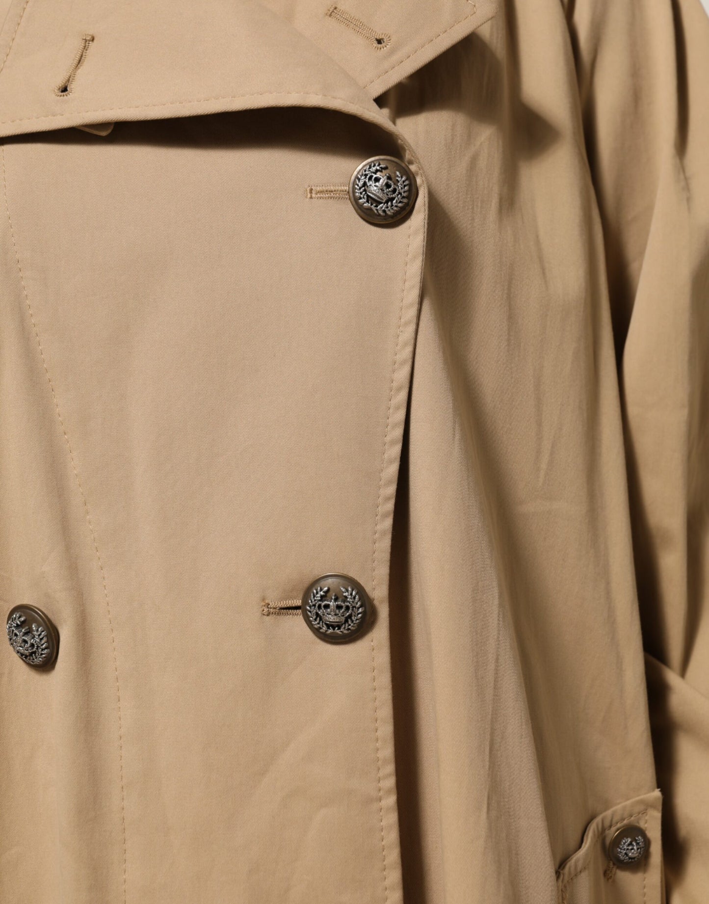 Khaki Double Breasted Trench Coat Jacket