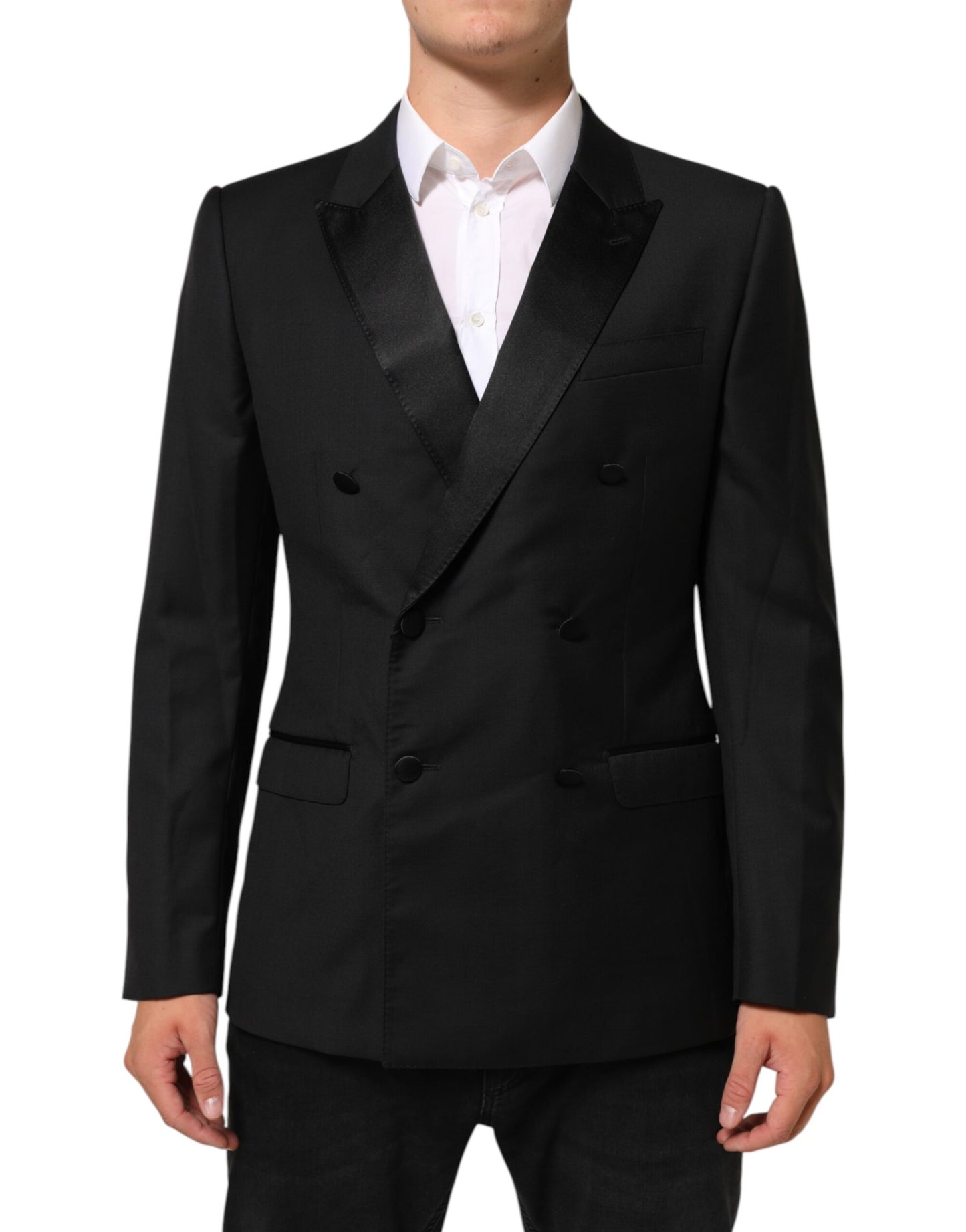 Black MARTINI Double-Breasted Suit Blazer