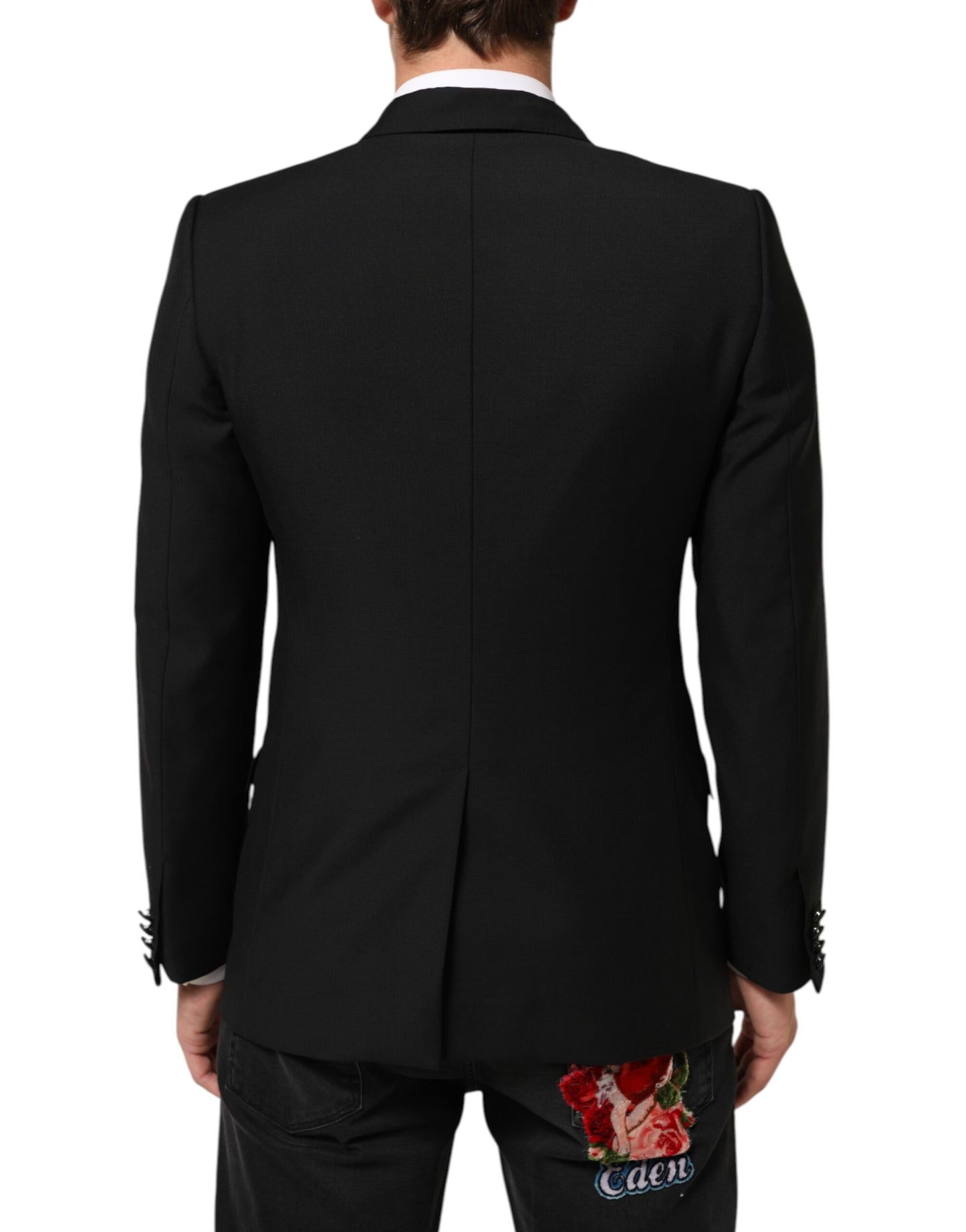 Black Wool MARTINI 2 Button Men Suit Blazer