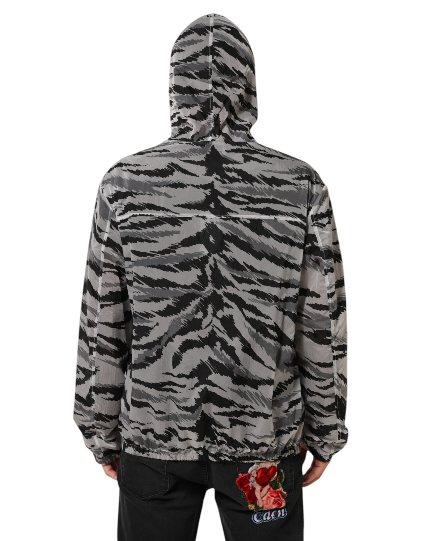 Gray Camouflage Hooded Sweatshirt Jacket