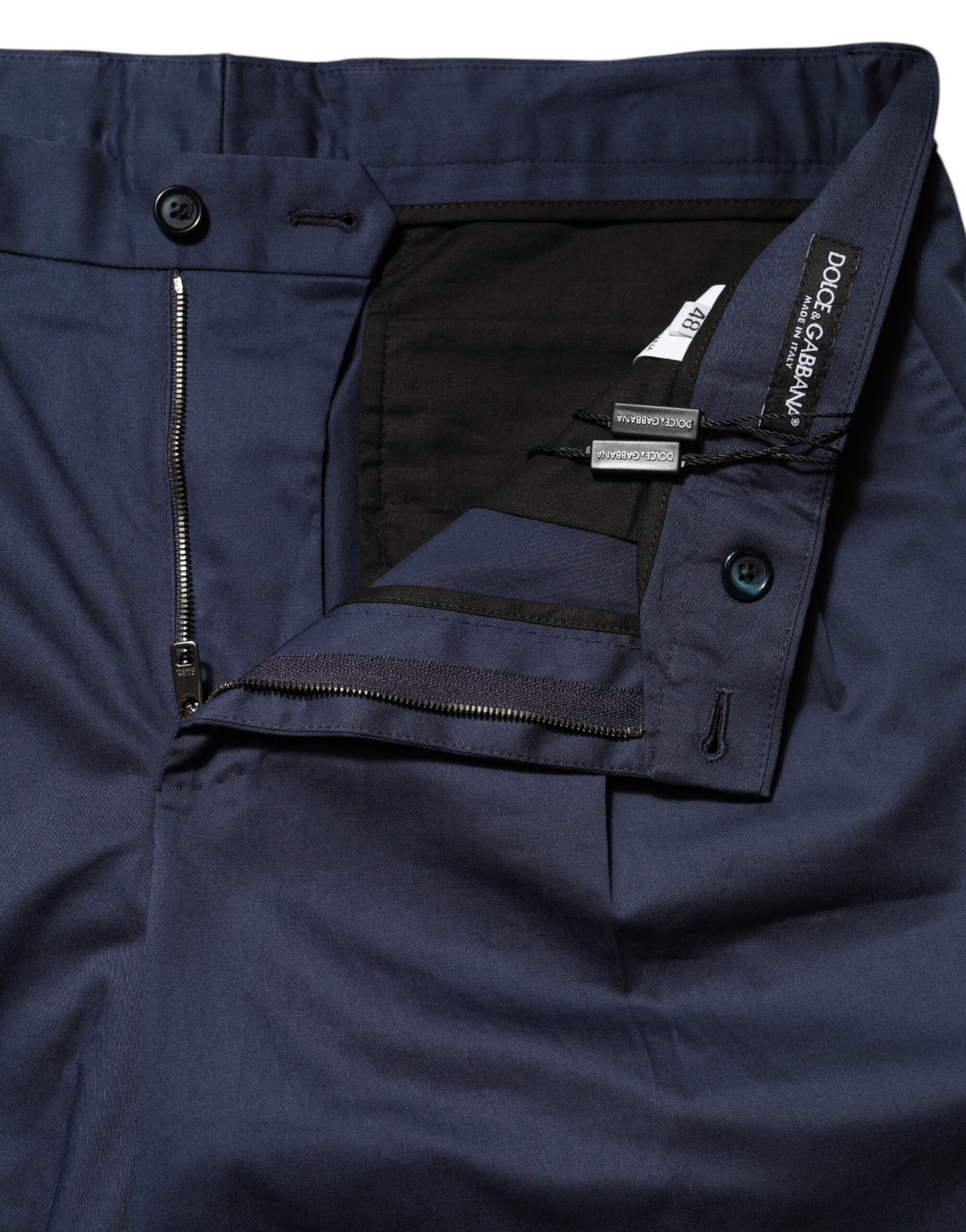 Blue Cotton Stretch Mid Waist Bermuda Shorts