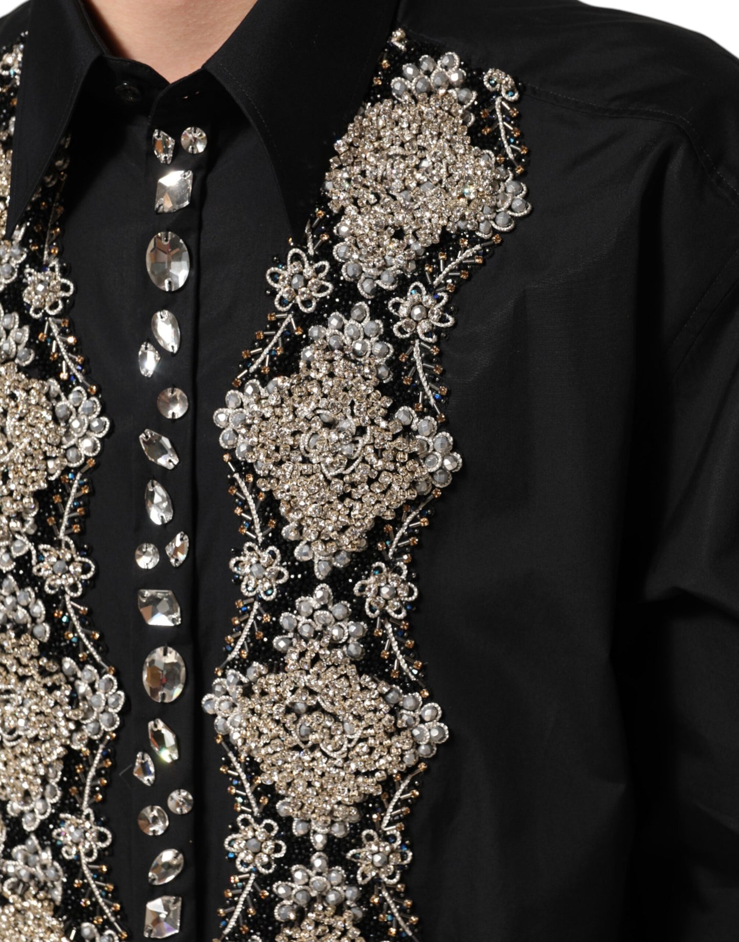 Black Embroidered Dress Men Formal Shirt