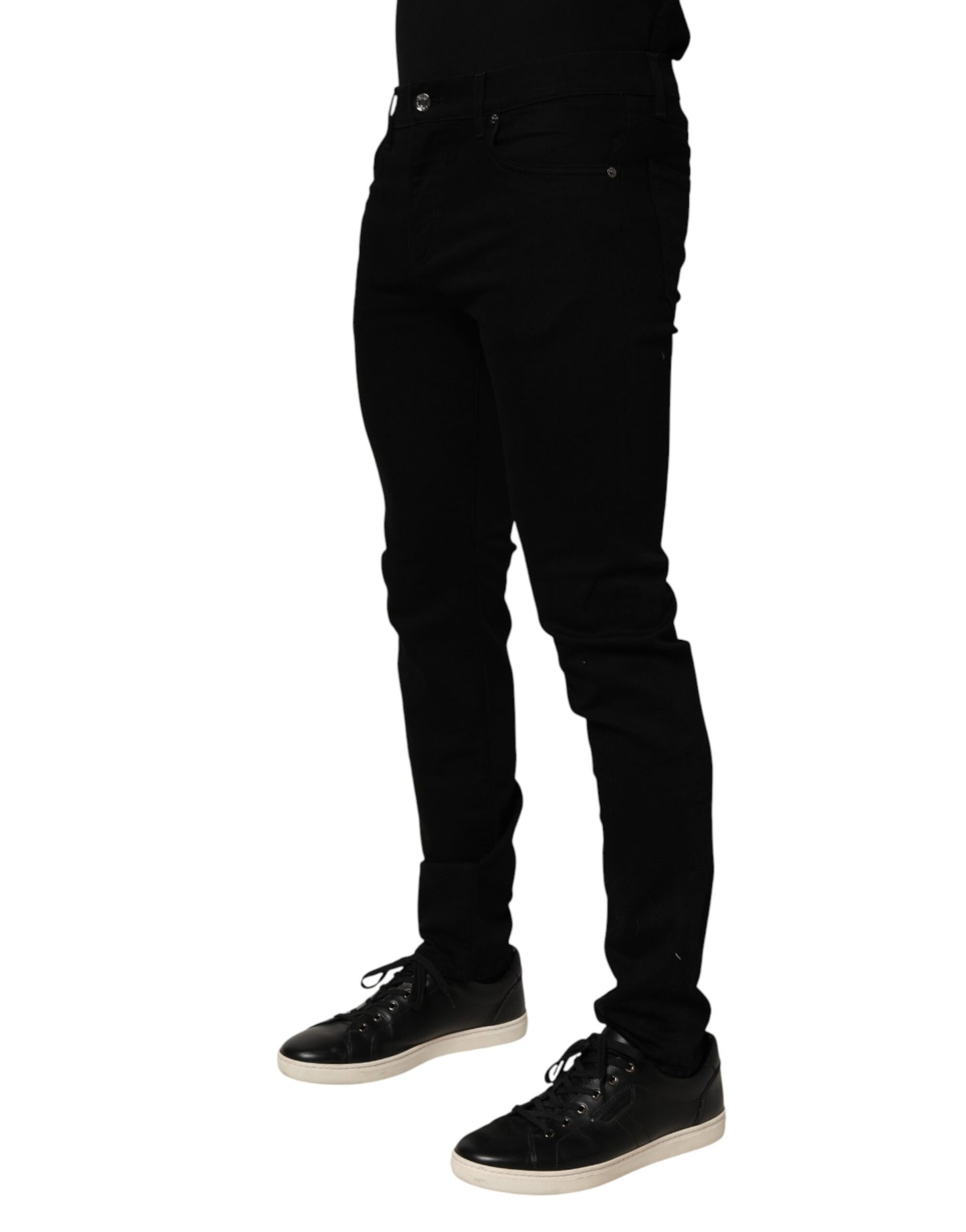 Black Cotton Stretch Slim Fit Men Denim Jeans