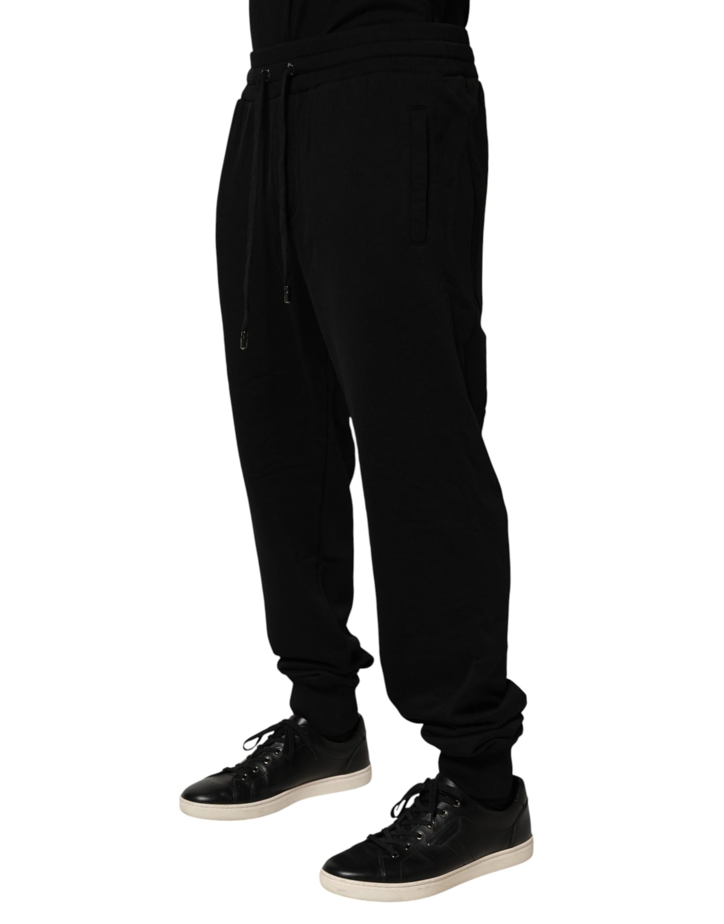 Black DG Logo Cotton Jogger Sweatpants Pants