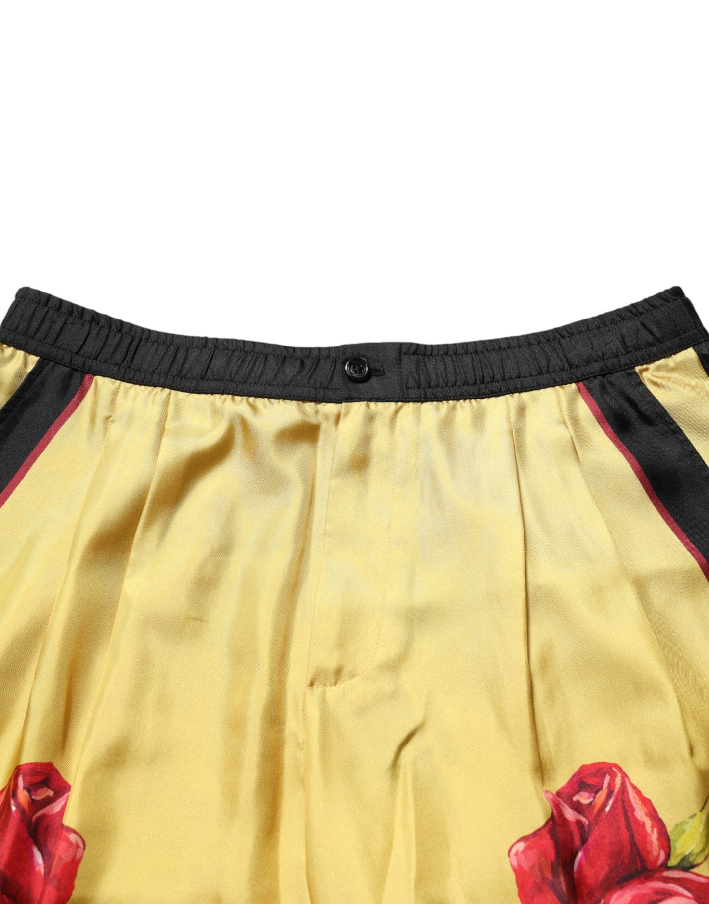Yellow Floral Print Silk Men Bermuda Shorts
