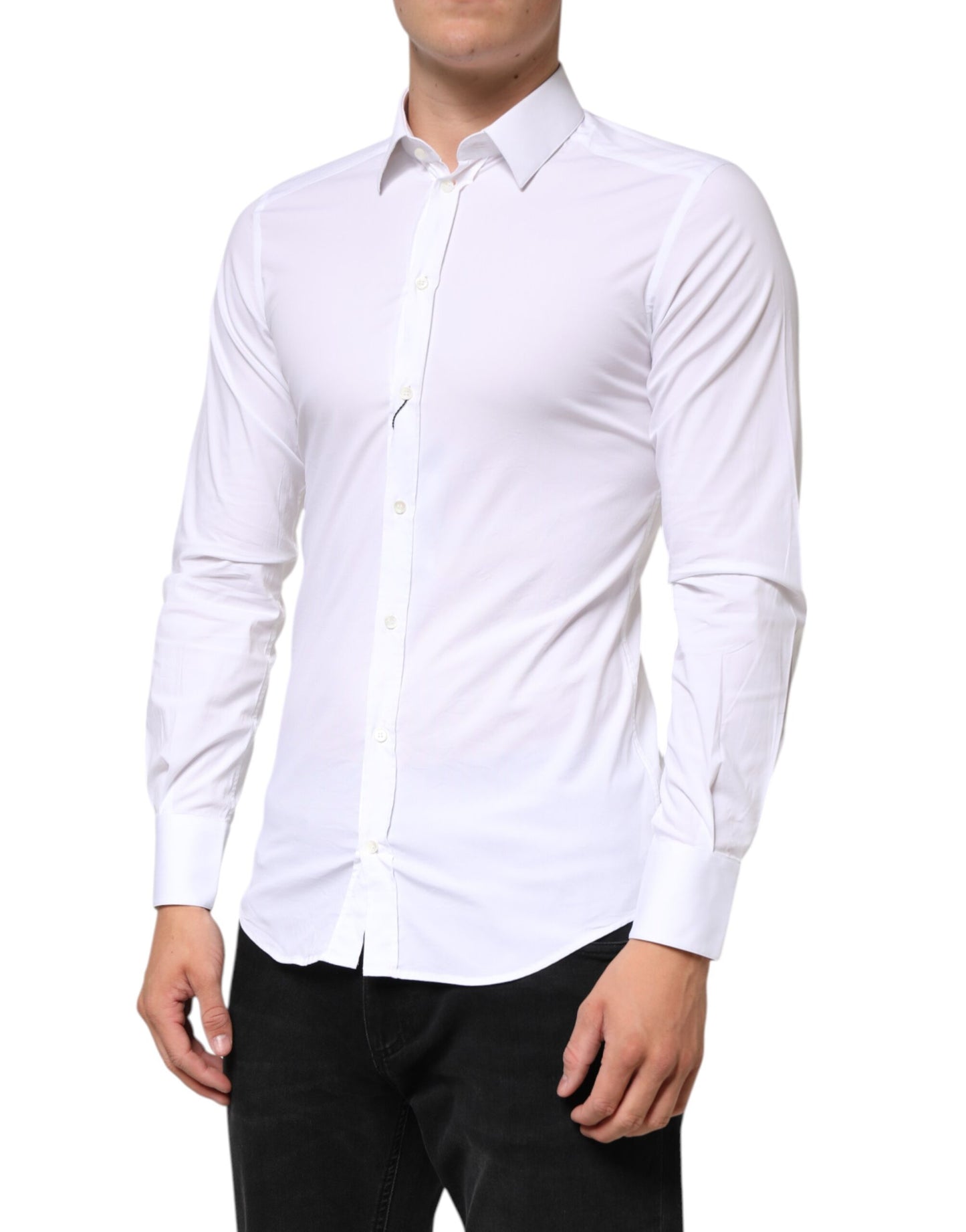 White Cotton GOLD Formal Men Dress Shirt