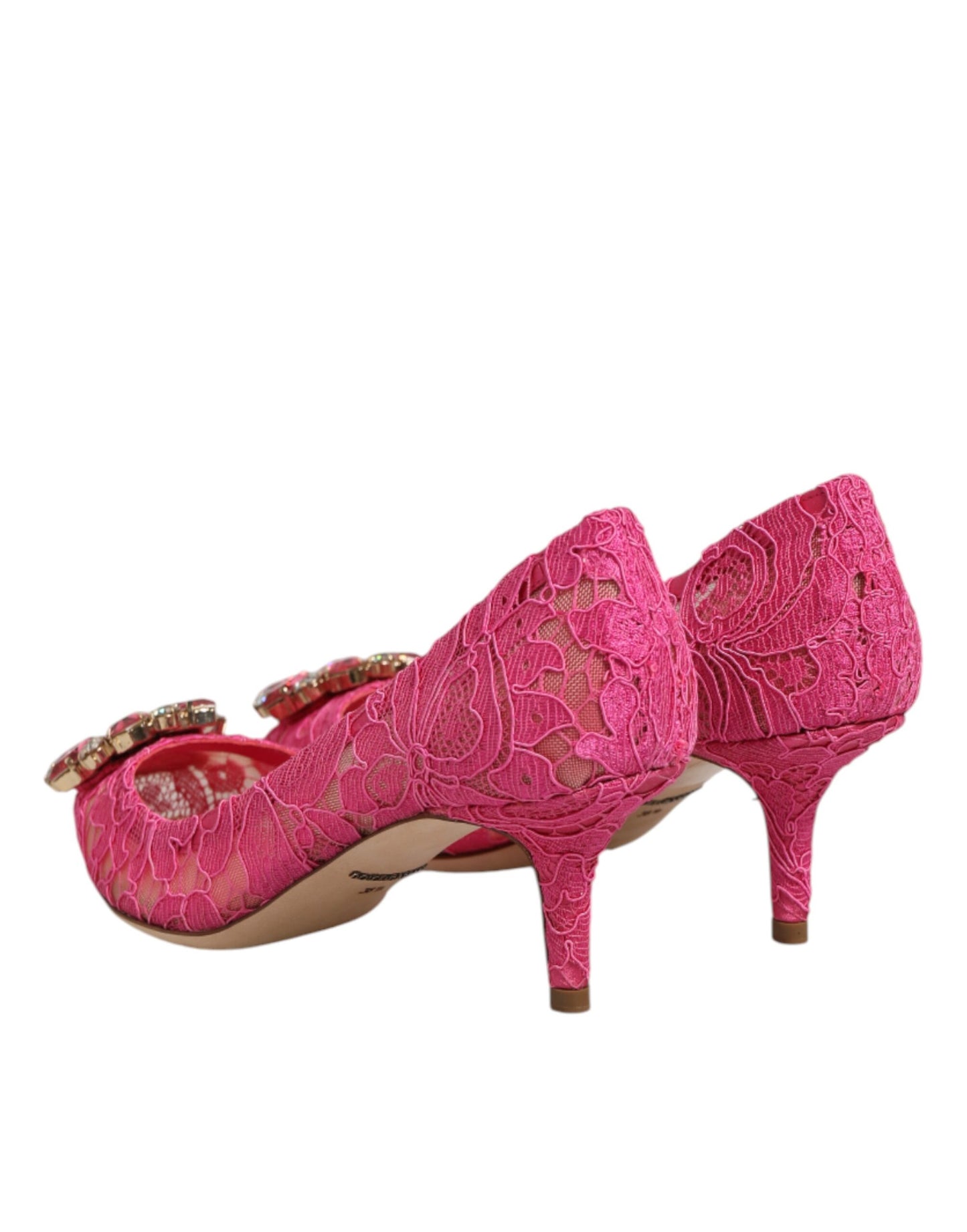 Pink Taormina Lace Crystal Heels Pumps Shoes