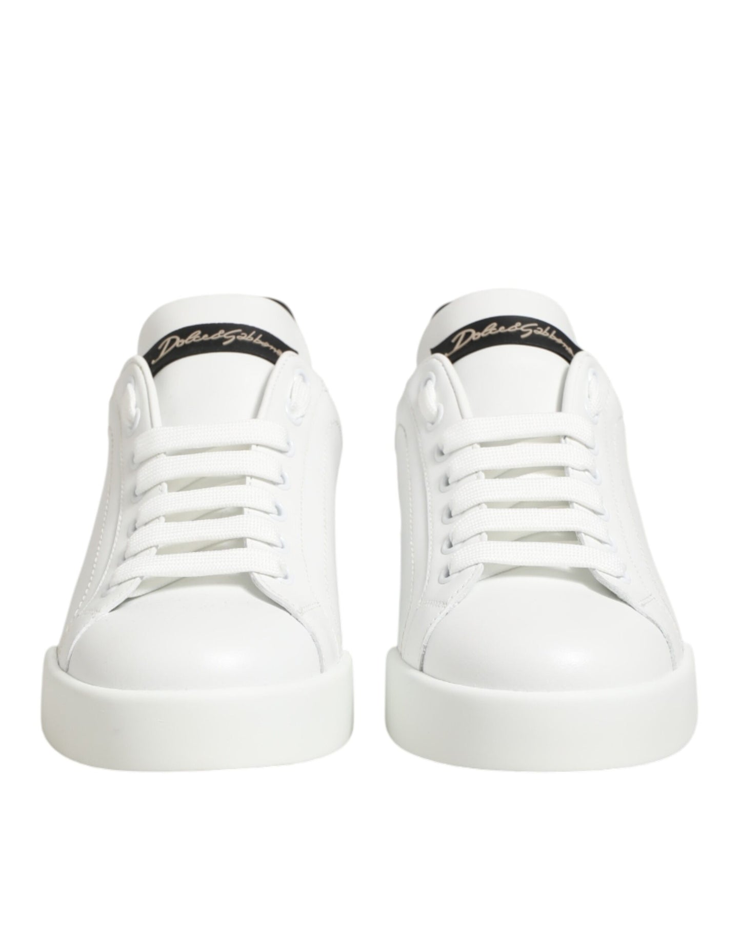 White Leather Lace Up Low Top Sneakers Shoes