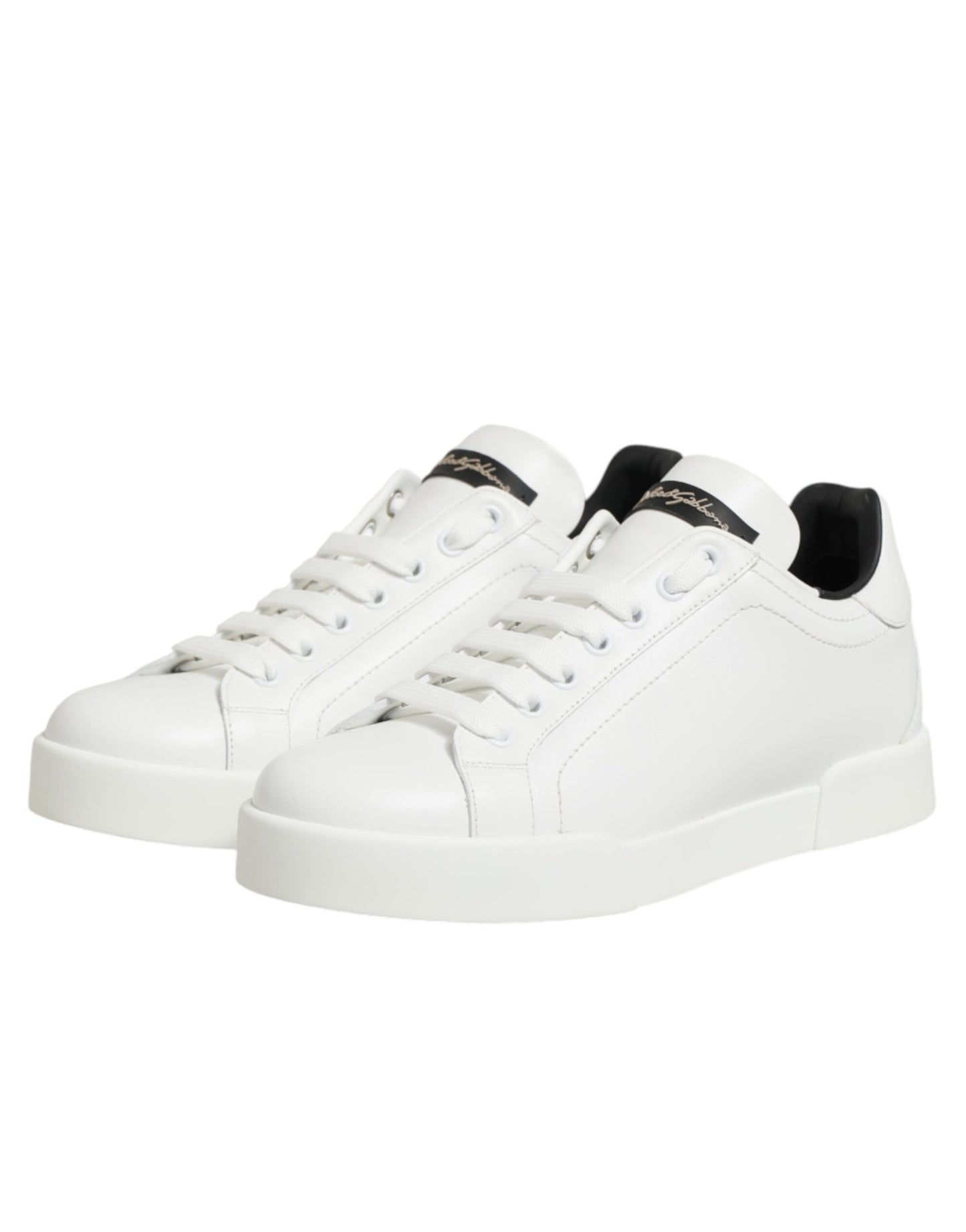 White Leather Lace Up Low Top Sneakers Shoes