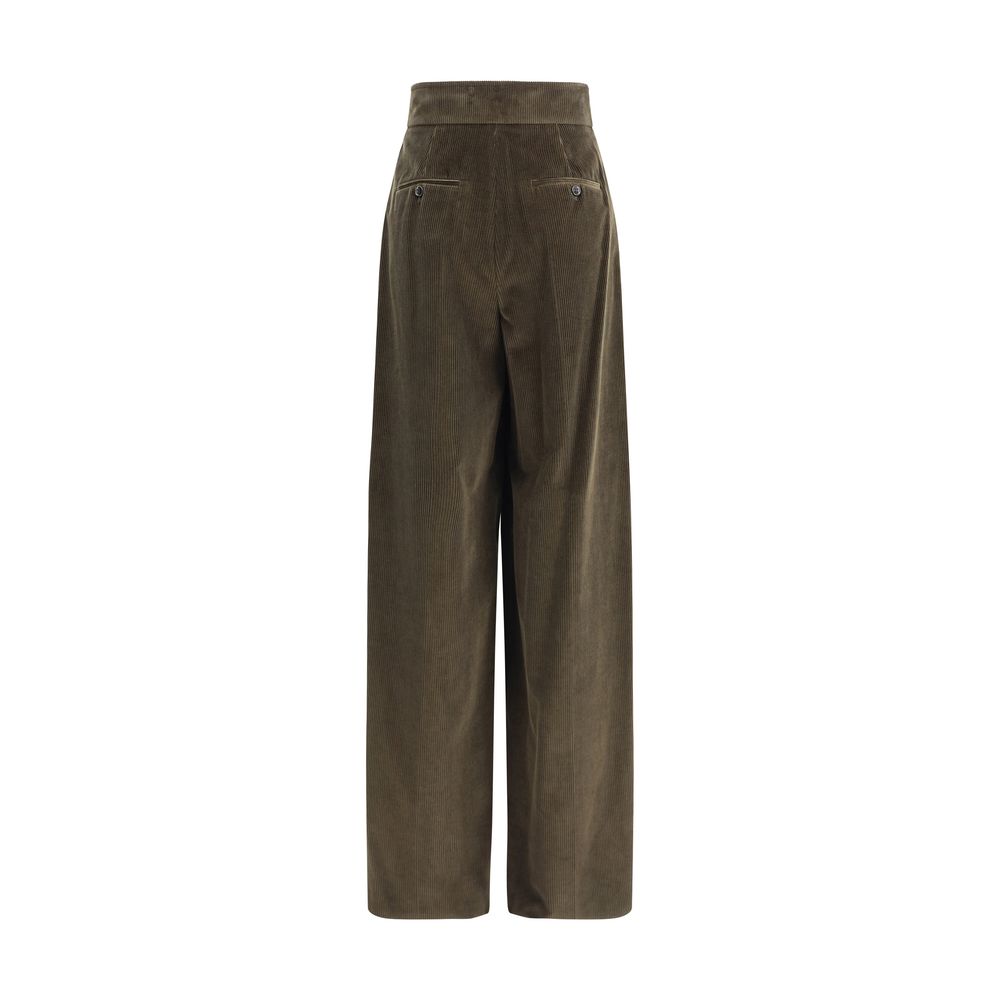 Green Cotton Casual Pants