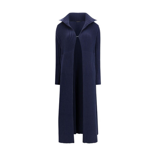 Blue Polyester Full-Length Jacket