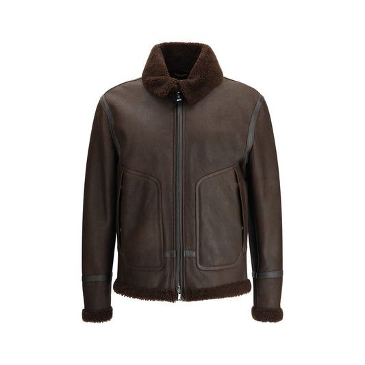 Brown Calf Leather Bos Taurus Coat