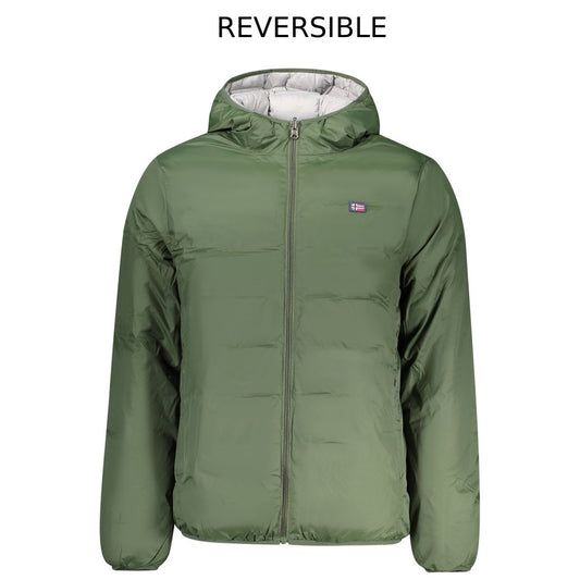 Green Polyester Men's Reversible Jacket