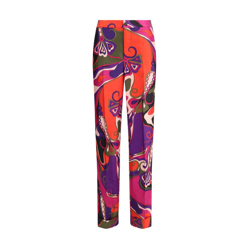 Multicolor Silk Casual Pants
