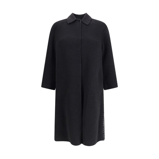 Black Fleece Wool Coat