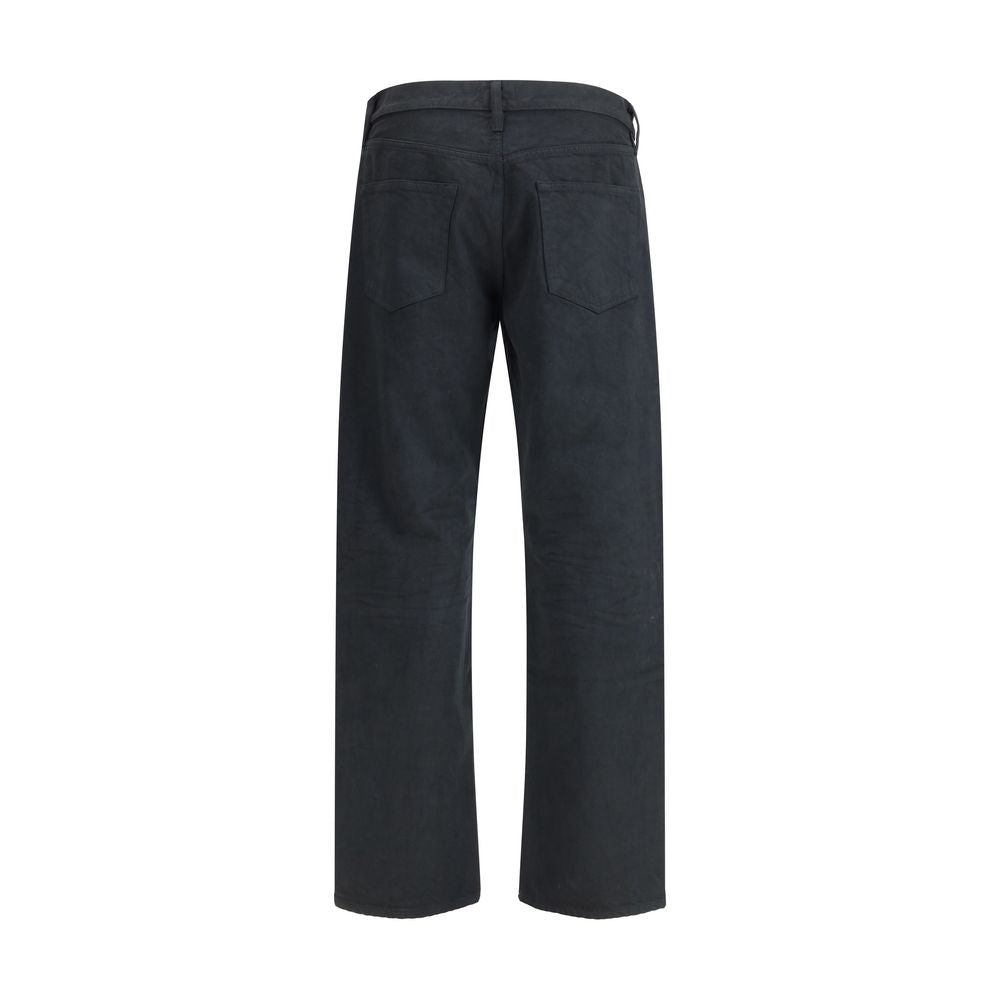 Black Cotton Straight-Leg Jeans