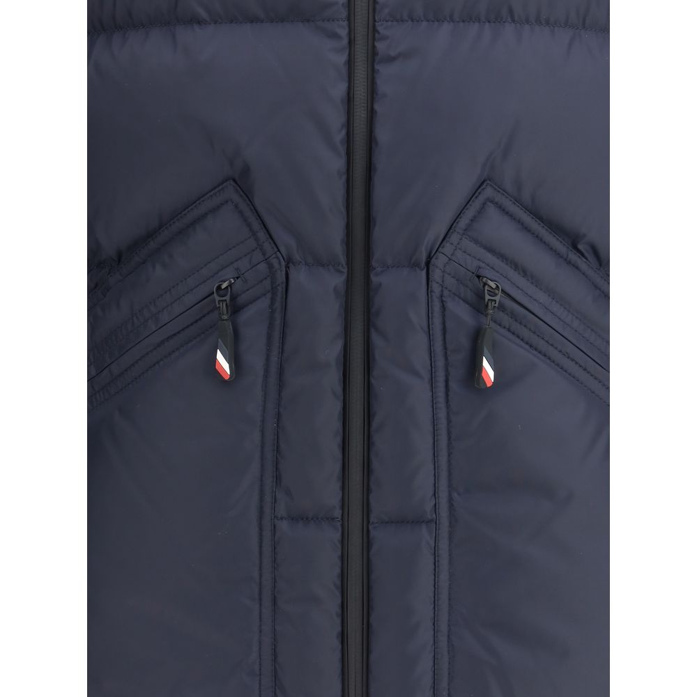Blue Polyester Full-Length Jacket