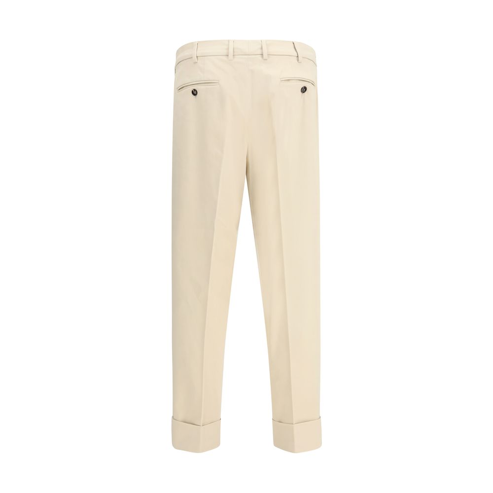 Beige Cotton Casual Pants