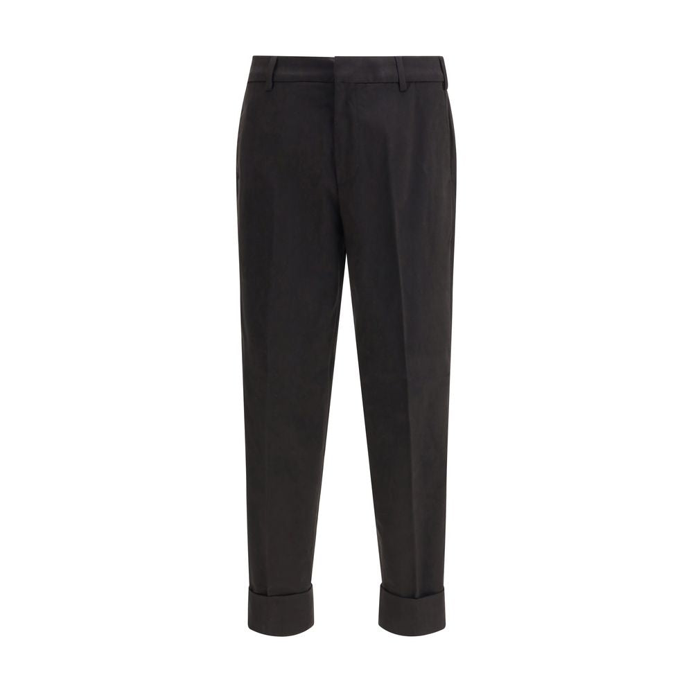 Black Cotton Casual Pants