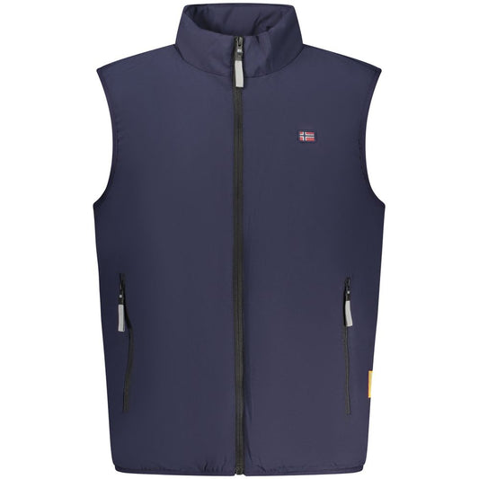 Blue Polyester Men Jacket