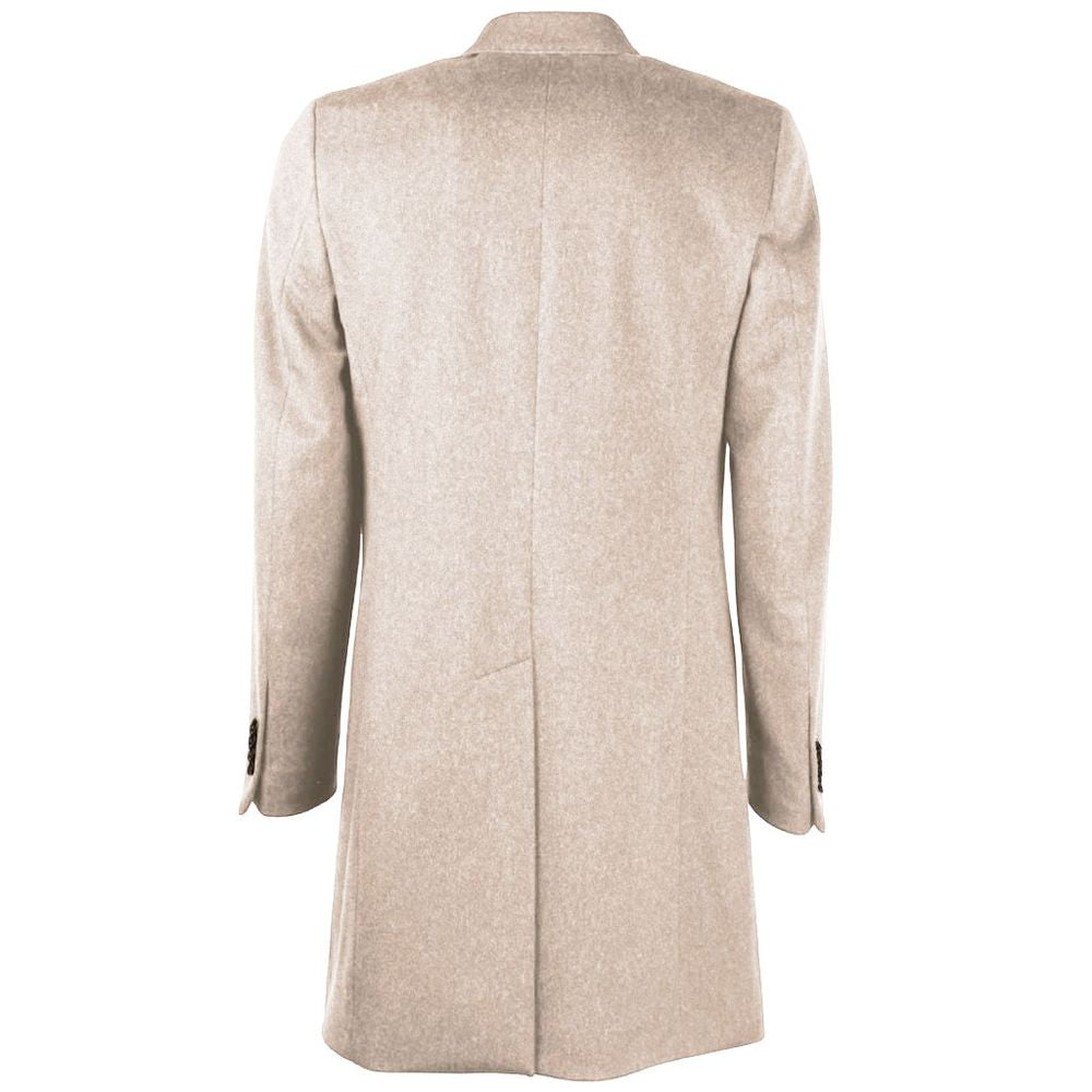 Beige Wool Men Jacket