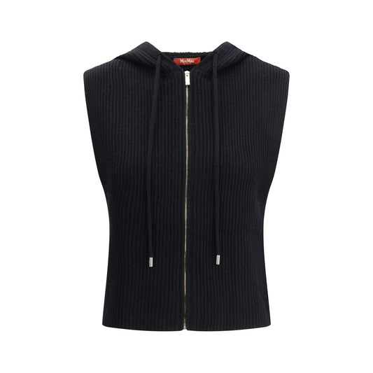Black Wool Sleveless Jacket