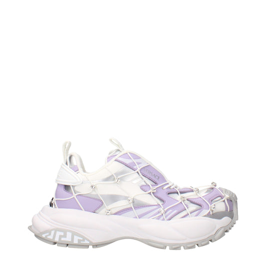 White Fabric Chunky Sneakers