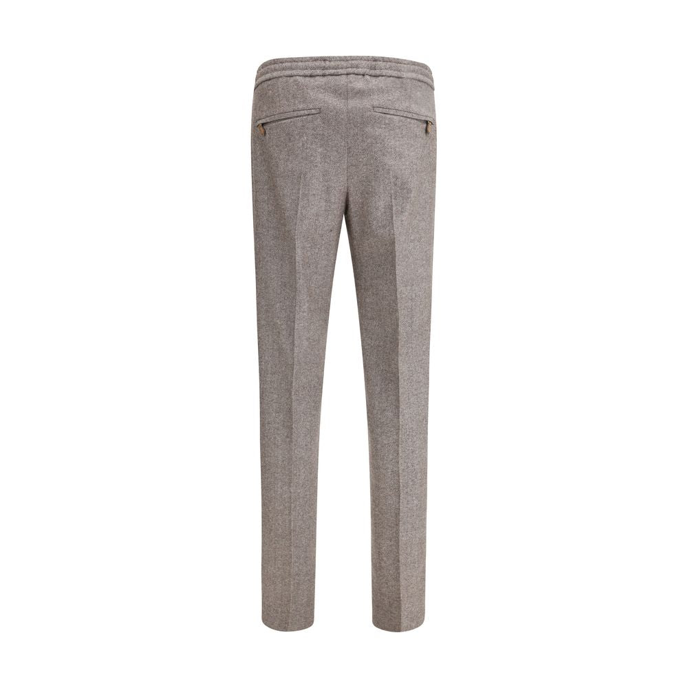 Brown Fleece Wool Casual Pants