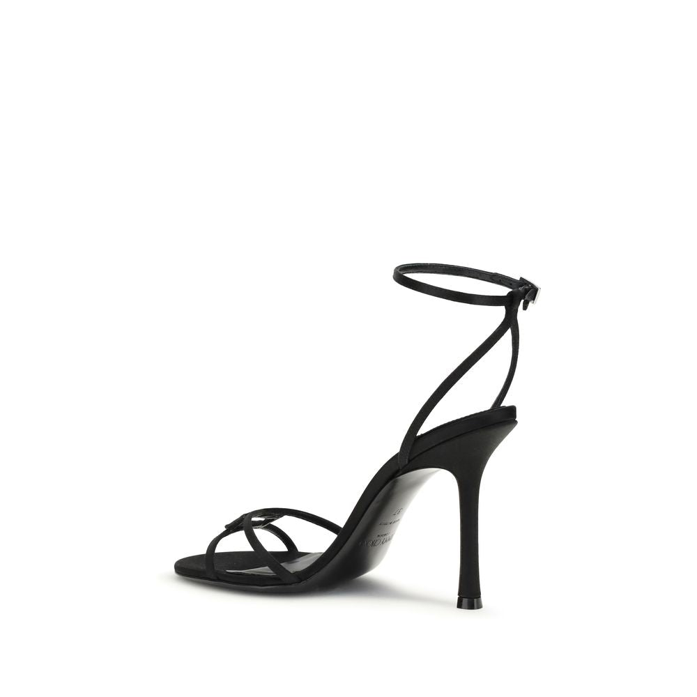 Black Calf Leather Bos Taurus Stiletto Heel Sandals