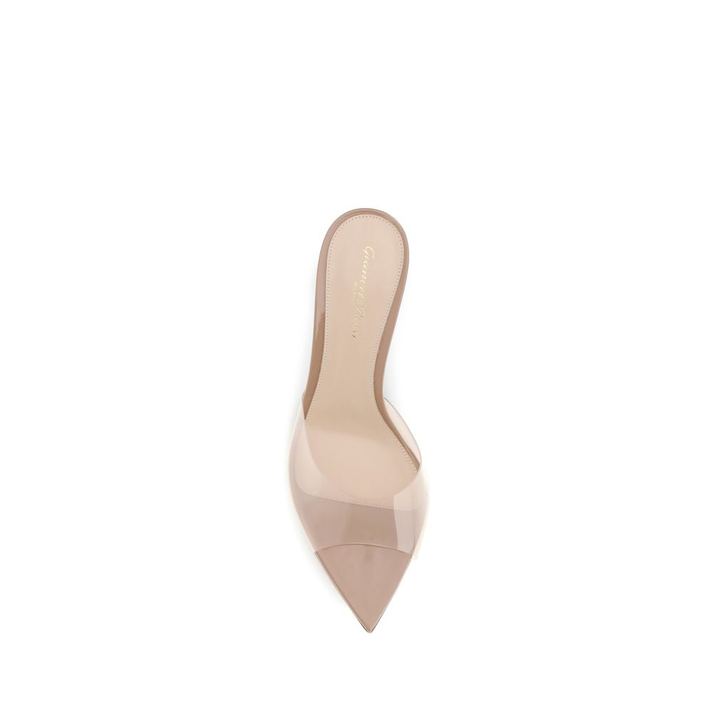 Beige Polyurethane Stiletto Heel Sandals