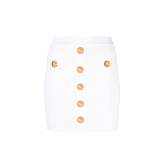 White Polyester Mini Skirt