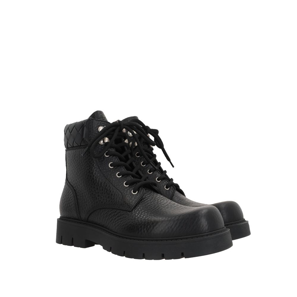 Black Calfskin Lace-Up Boots