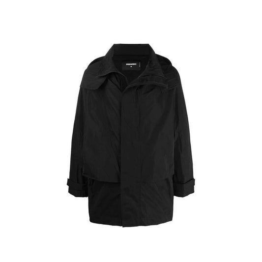 Black Nylon Rain Coat
