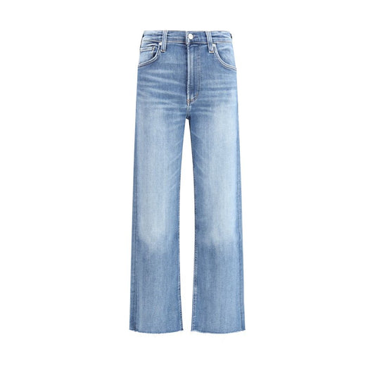Blue Cotton Straight-Leg Jeans