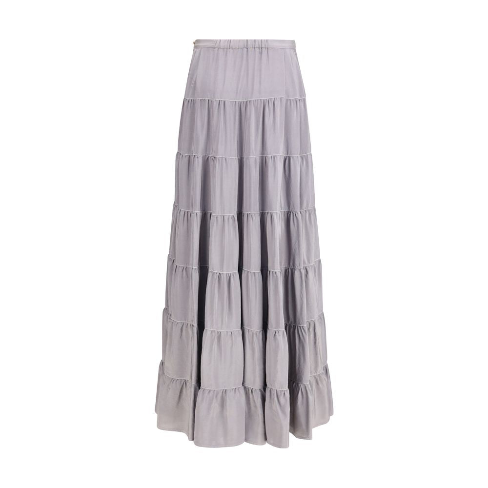 Gray Silk Long Skirt