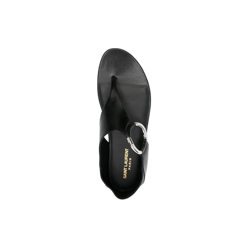 Black Calfskin Strap-On Sandals