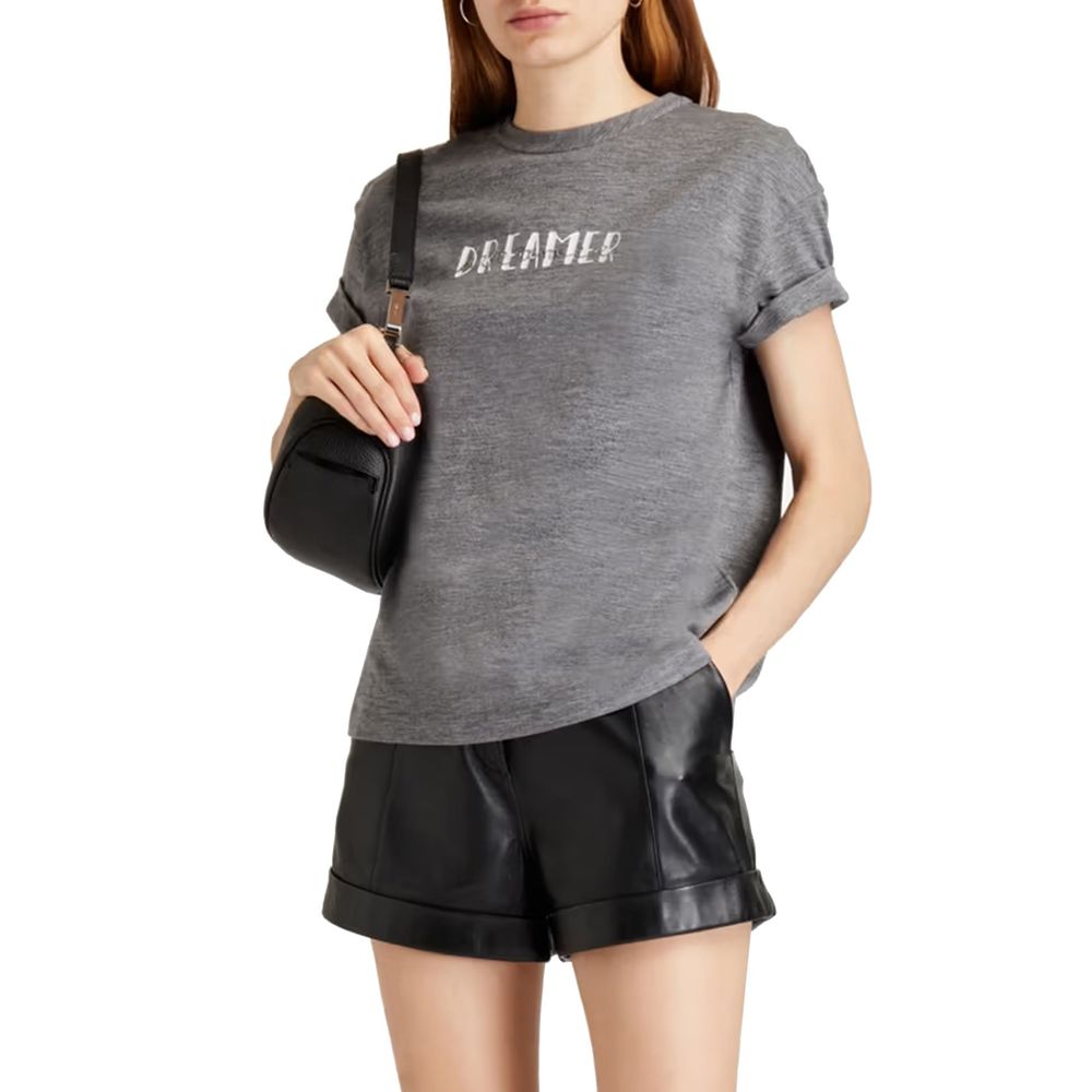 Gray Elastane T-Shirt