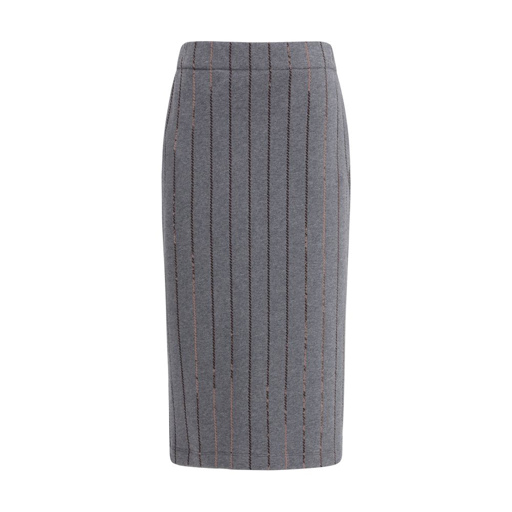Gray Polyester Midi Skirt