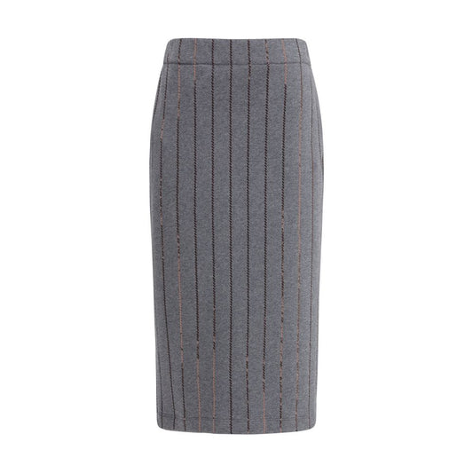 Gray Polyester Midi Skirt