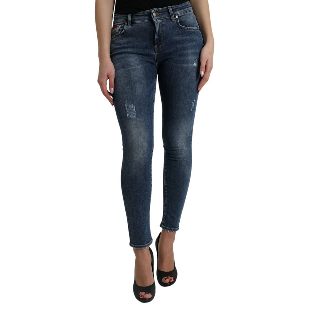 Blue Cotton Skinny Jeans