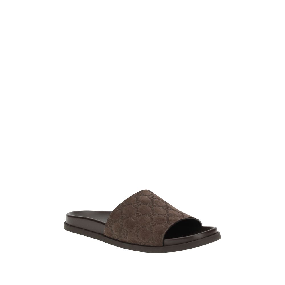 Brown Calf Leather Bos Taurus Flat Sandals