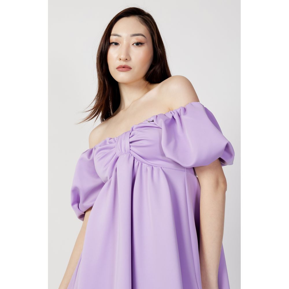 Purple Polyester Short Dress