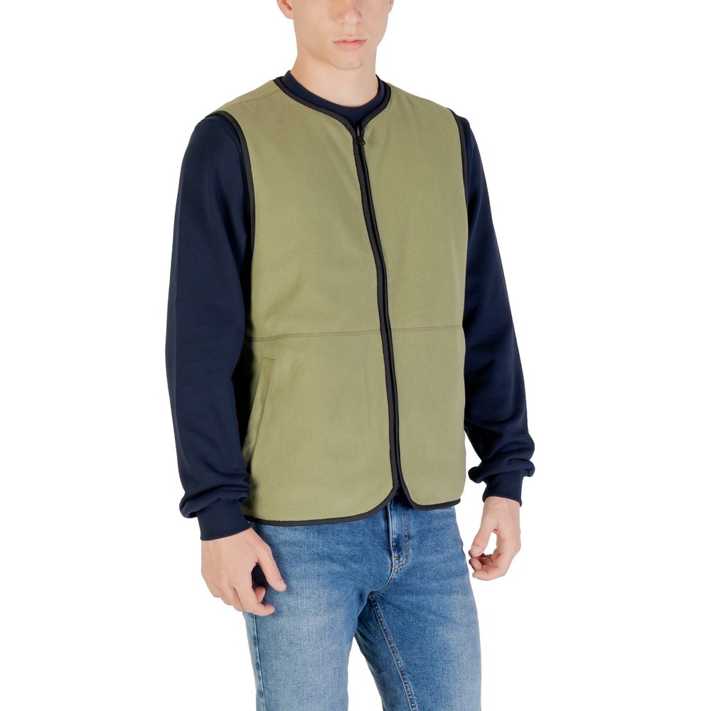 Green Polyester Sleveless Jacket