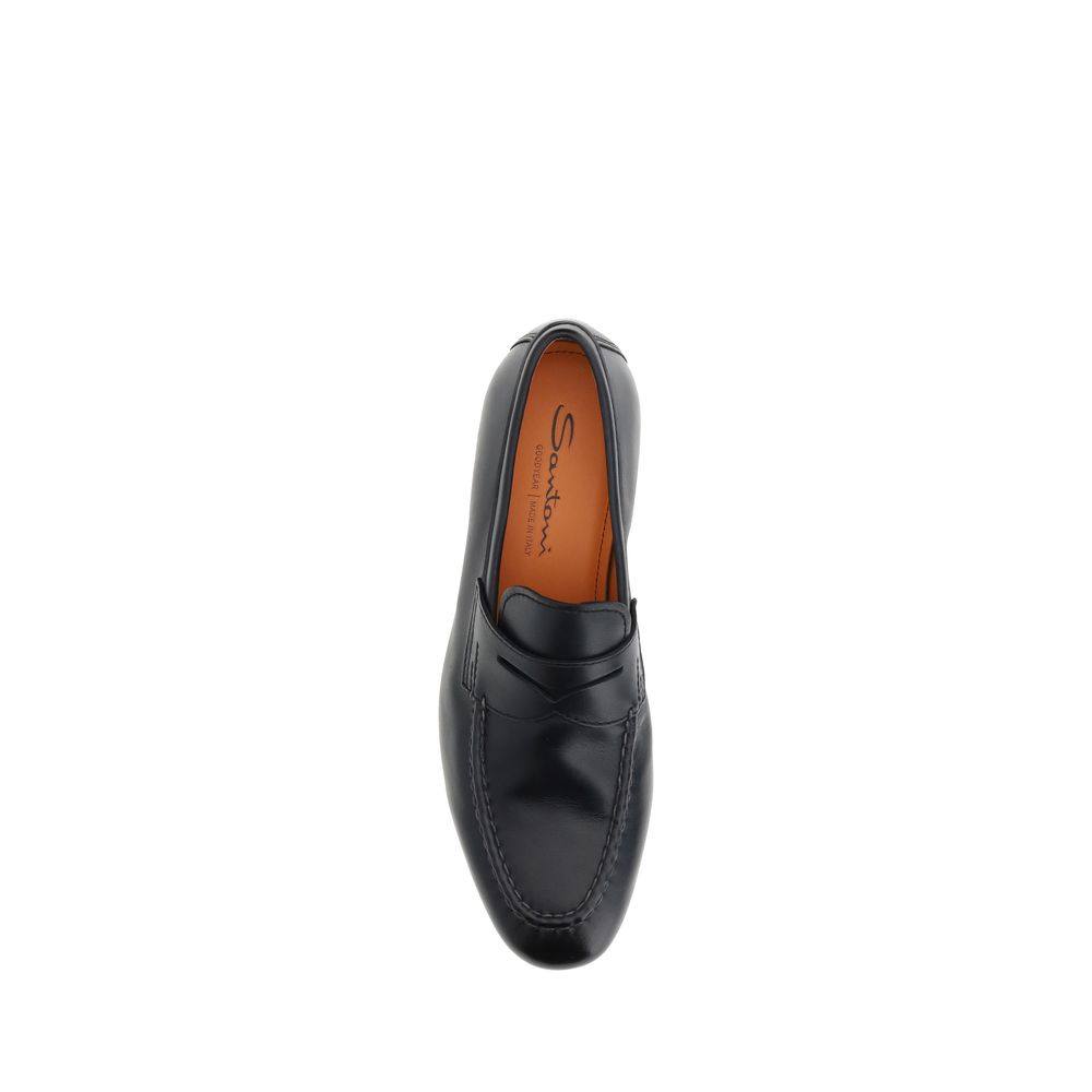 Black Calf Leather Bos Taurus Slip-On Loafers