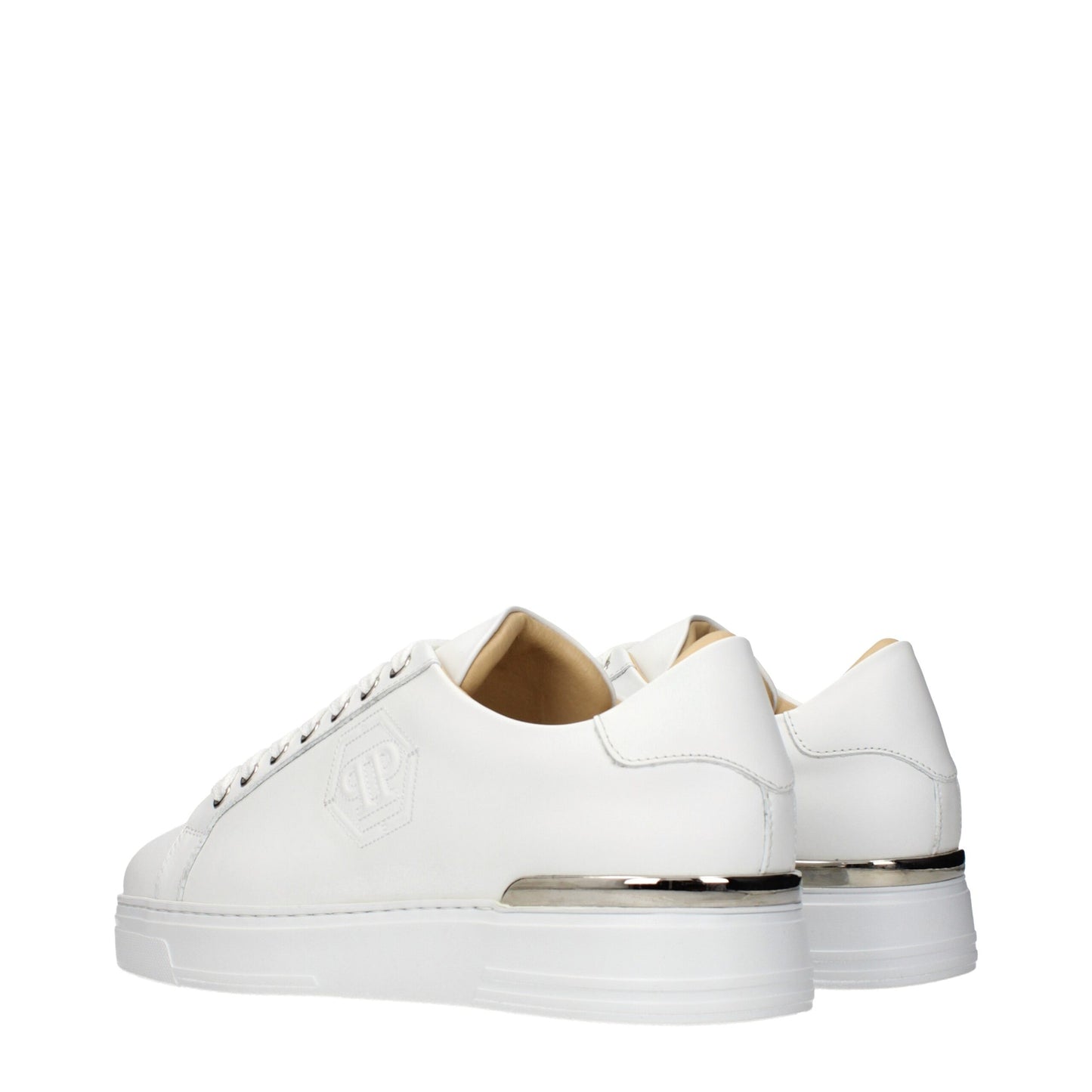 White Leather Low Top Sneakers