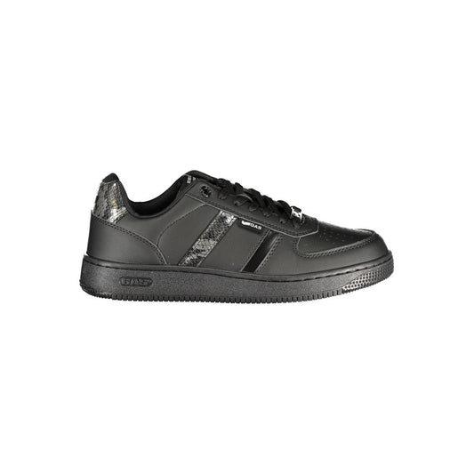 "Black Polyurethane Women's Sneaker"