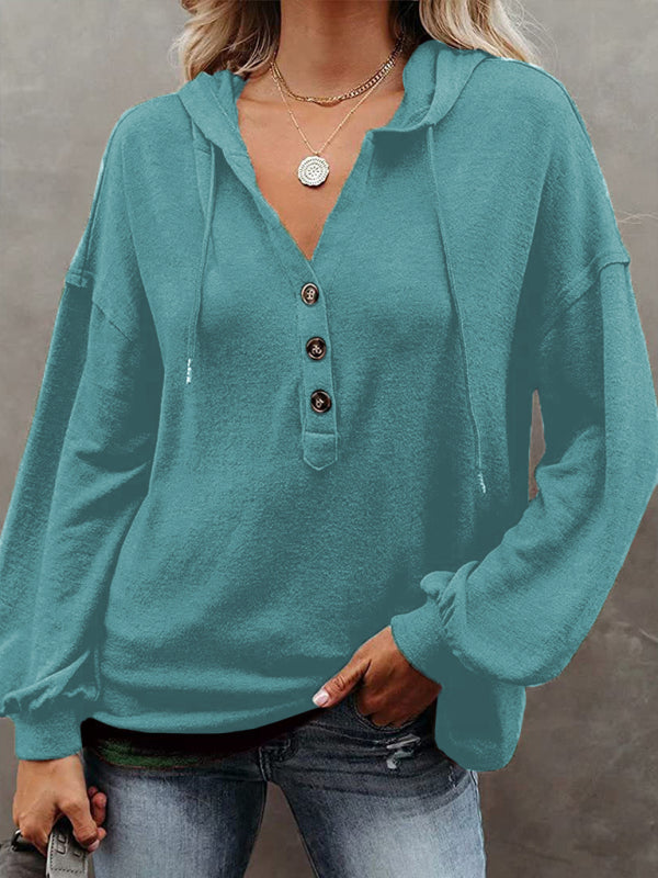 Women's Cardigan Hoodie Casual Loose Solid Color Sweatshirt